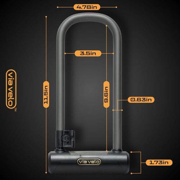 U Lock with Cable | Pro U Lock 20 CrMnTi Steel 15mm Shackle with Bracket Inside - Picture 8 of 8